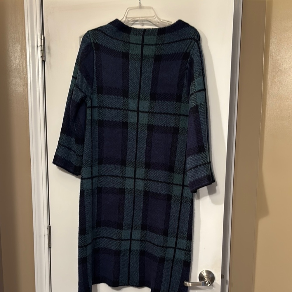 Plaid Knit Dress in Blue and Green